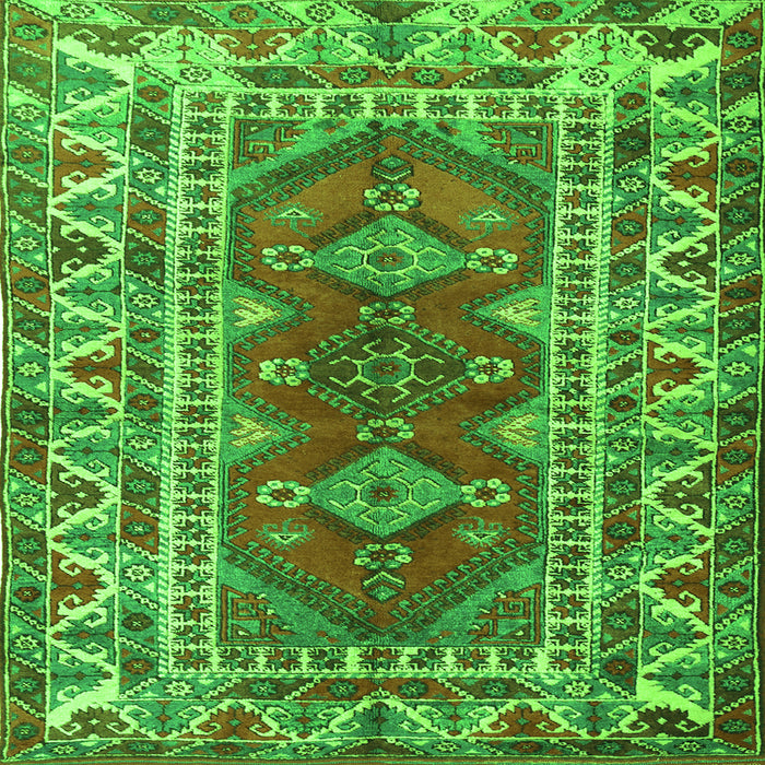 Round Machine Washable Persian Green Traditional Area Rugs, wshtr1162grn