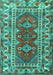 Machine Washable Persian Turquoise Traditional Area Rugs, wshtr1162turq