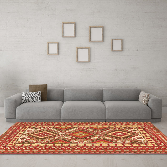 Machine Washable Persian Orange Traditional Area Rugs in a Living Room, wshtr1163org