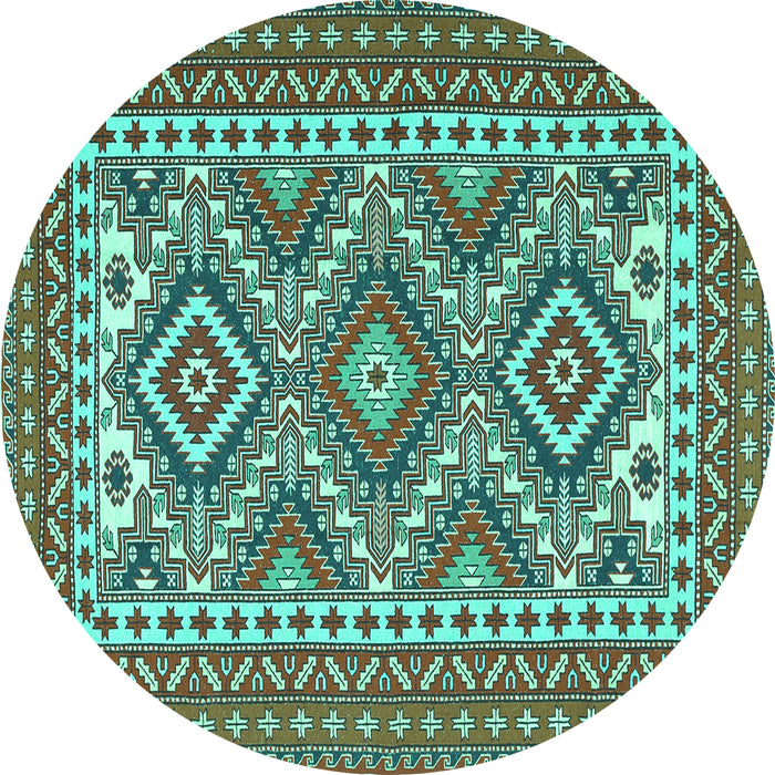 Round Machine Washable Persian Turquoise Traditional Area Rugs, wshtr1163turq