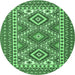 Round Persian Emerald Green Traditional Rug, tr1163emgrn