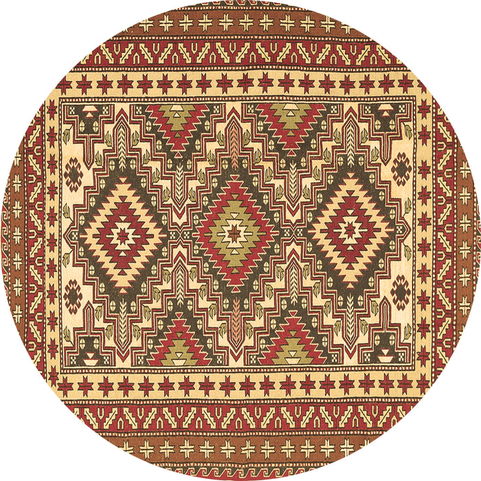 Round Machine Washable Persian Brown Traditional Rug, wshtr1163brn