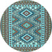 Round Machine Washable Persian Light Blue Traditional Rug, wshtr1163lblu