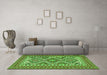 Machine Washable Persian Green Traditional Area Rugs in a Living Room,, wshtr1163grn