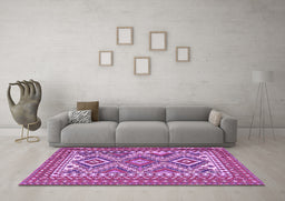 Machine Washable Persian Purple Traditional Area Rugs in a Living Room, wshtr1163pur
