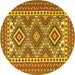 Round Machine Washable Persian Yellow Traditional Rug, wshtr1163yw