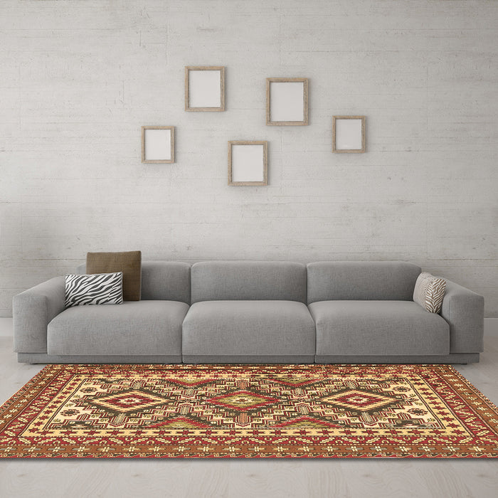 Machine Washable Persian Brown Traditional Rug in a Living Room,, wshtr1163brn