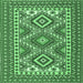 Square Persian Emerald Green Traditional Rug, tr1163emgrn