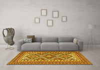 Machine Washable Persian Yellow Traditional Rug, wshtr1163yw