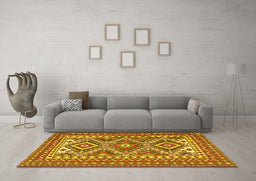 Machine Washable Persian Yellow Traditional Rug in a Living Room, wshtr1163yw