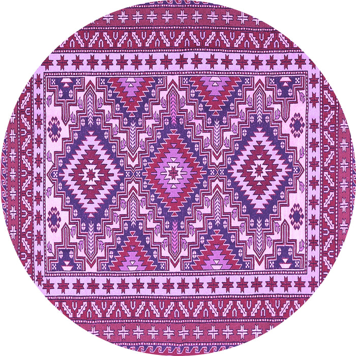 Round Machine Washable Persian Purple Traditional Area Rugs, wshtr1163pur