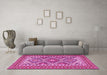 Machine Washable Persian Pink Traditional Rug in a Living Room, wshtr1163pnk