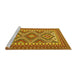 Sideview of Machine Washable Persian Yellow Traditional Rug, wshtr1163yw