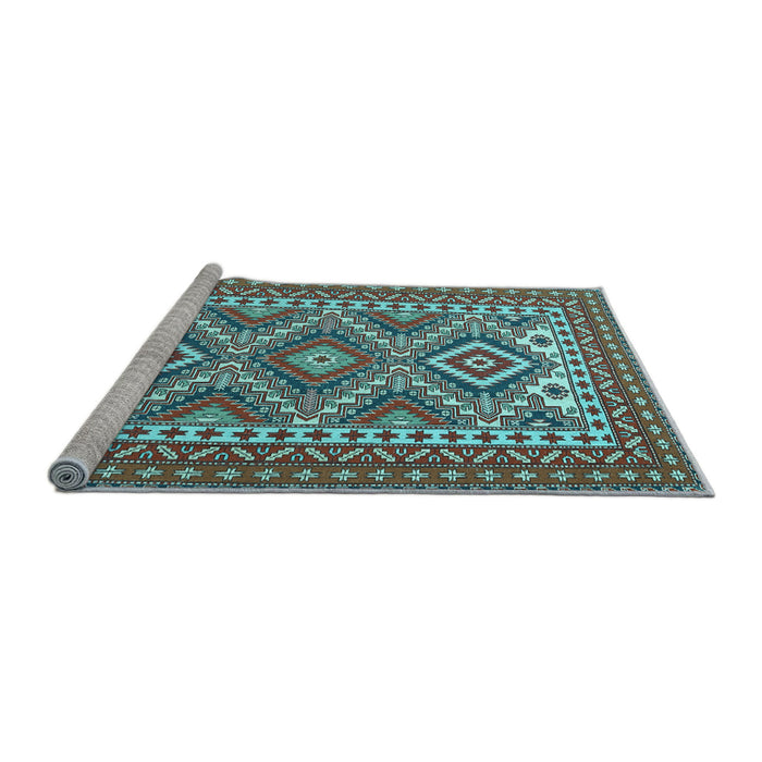 Sideview of Machine Washable Persian Light Blue Traditional Rug, wshtr1163lblu