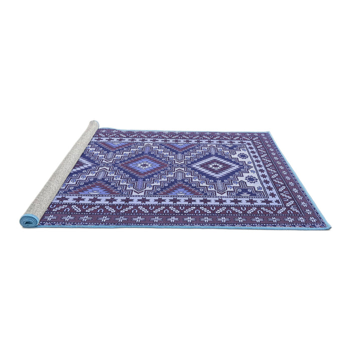 Sideview of Machine Washable Persian Blue Traditional Rug, wshtr1163blu