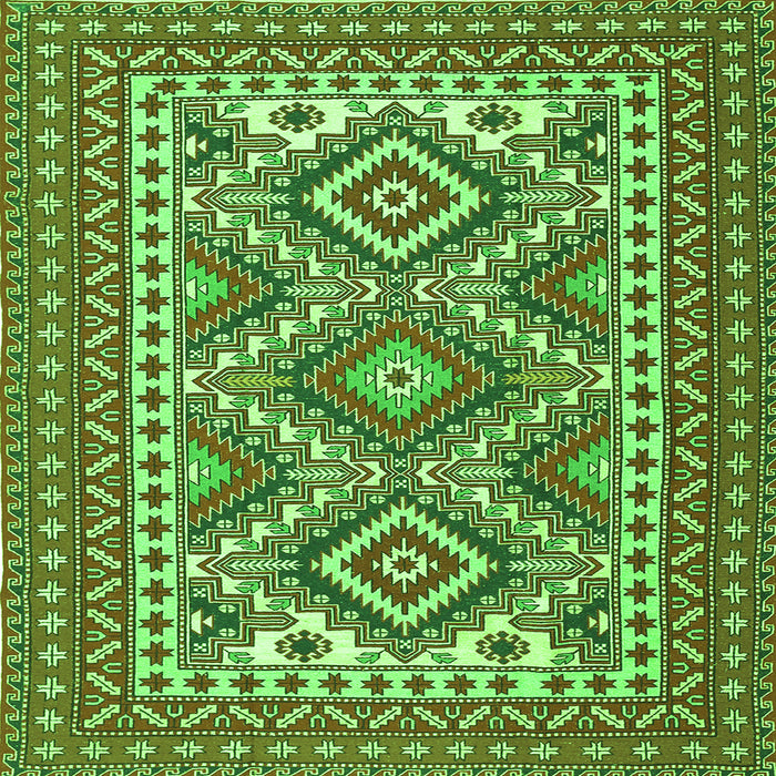 Round Machine Washable Persian Green Traditional Area Rugs, wshtr1163grn
