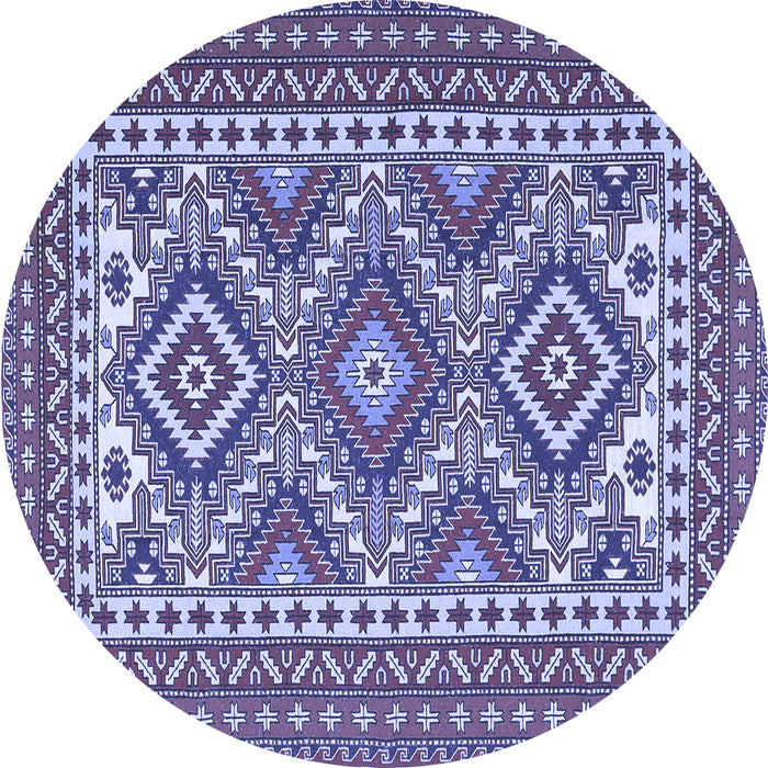 Round Machine Washable Persian Blue Traditional Rug, wshtr1163blu
