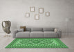 Machine Washable Persian Emerald Green Traditional Area Rugs in a Living Room,, wshtr1163emgrn