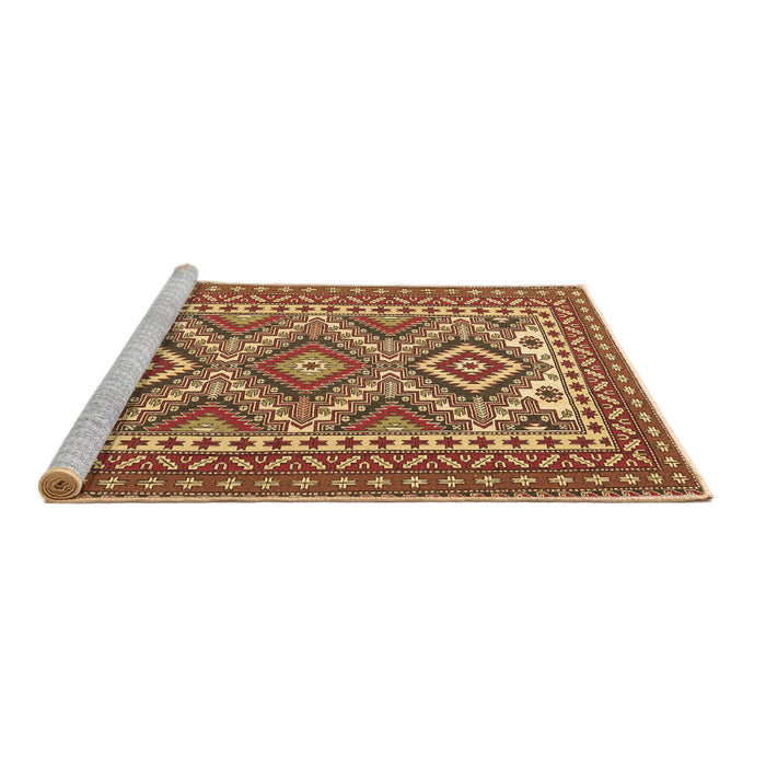 Sideview of Machine Washable Persian Brown Traditional Rug, wshtr1163brn