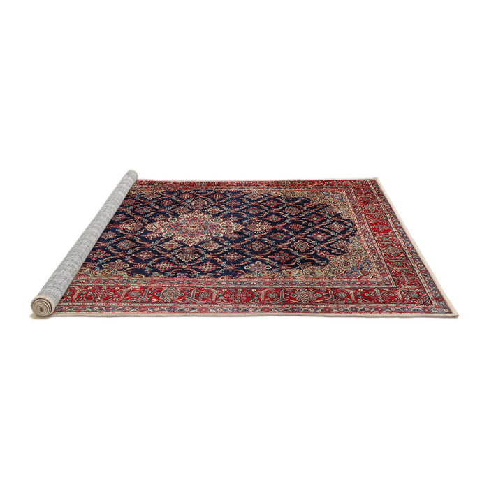 Sideview of Machine Washable Traditional Orange Salmon Pink Rug, wshtr1164