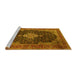 Sideview of Machine Washable Medallion Yellow Traditional Rug, wshtr1164yw