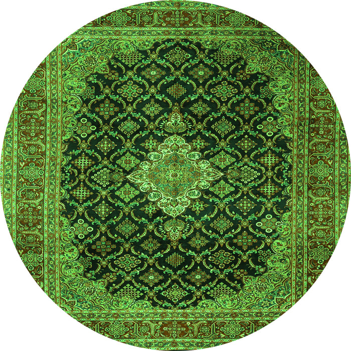 Machine Washable Medallion Green Traditional Area Rugs, wshtr1164grn