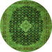 Machine Washable Medallion Green Traditional Area Rugs, wshtr1164grn