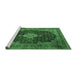 Sideview of Machine Washable Medallion Emerald Green Traditional Area Rugs, wshtr1164emgrn