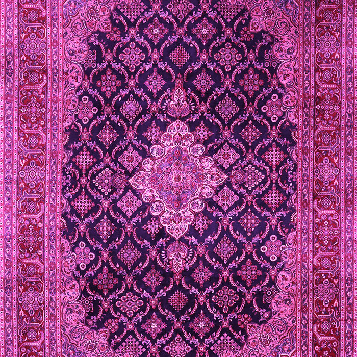 Machine Washable Medallion Pink Traditional Rug, wshtr1164pnk