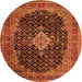 Machine Washable Medallion Orange Traditional Area Rugs, wshtr1164org