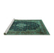 Sideview of Machine Washable Medallion Turquoise Traditional Area Rugs, wshtr1164turq