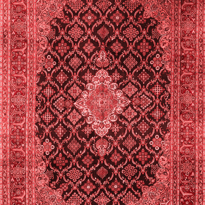 Machine Washable Medallion Red Traditional Rug, wshtr1164red
