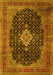 Machine Washable Medallion Yellow Traditional Rug, wshtr1164yw