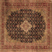 Square Medallion Brown Traditional Rug, tr1164brn