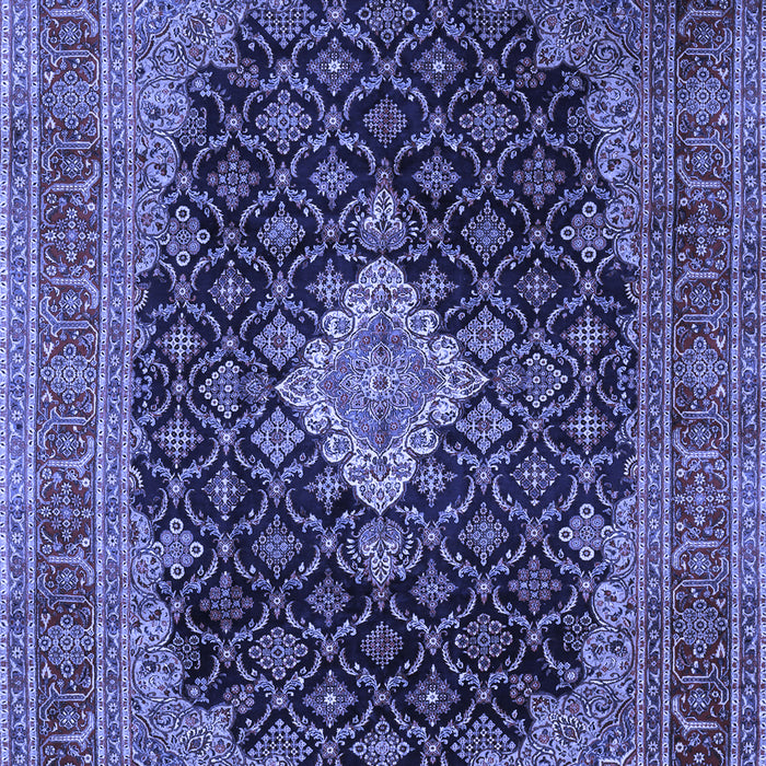Machine Washable Medallion Blue Traditional Rug, wshtr1164blu