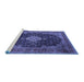 Sideview of Machine Washable Medallion Blue Traditional Rug, wshtr1164blu