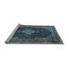 Sideview of Machine Washable Medallion Light Blue Traditional Rug, wshtr1164lblu