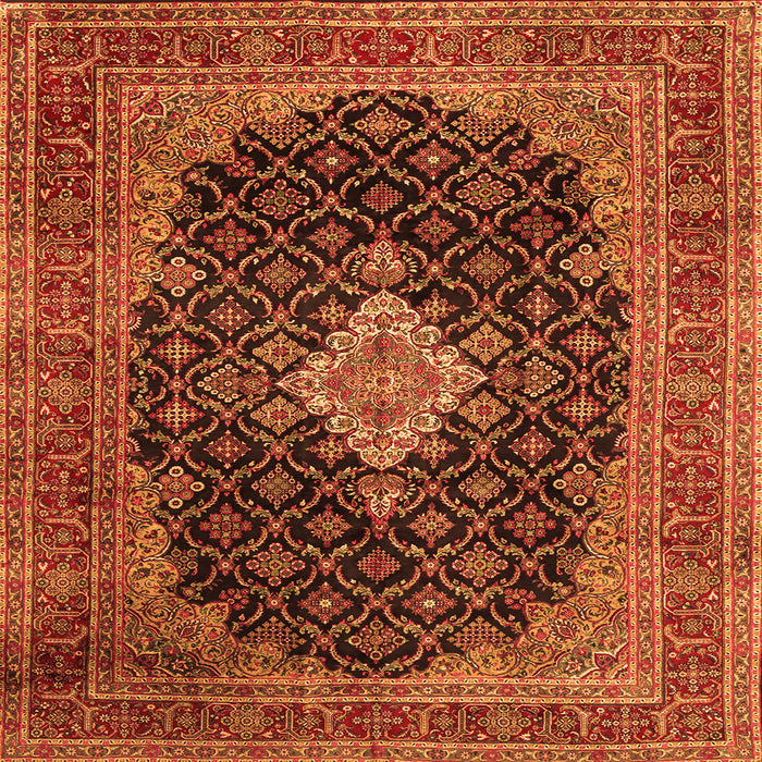 Serging Thickness of Medallion Orange Traditional Rug, tr1164org
