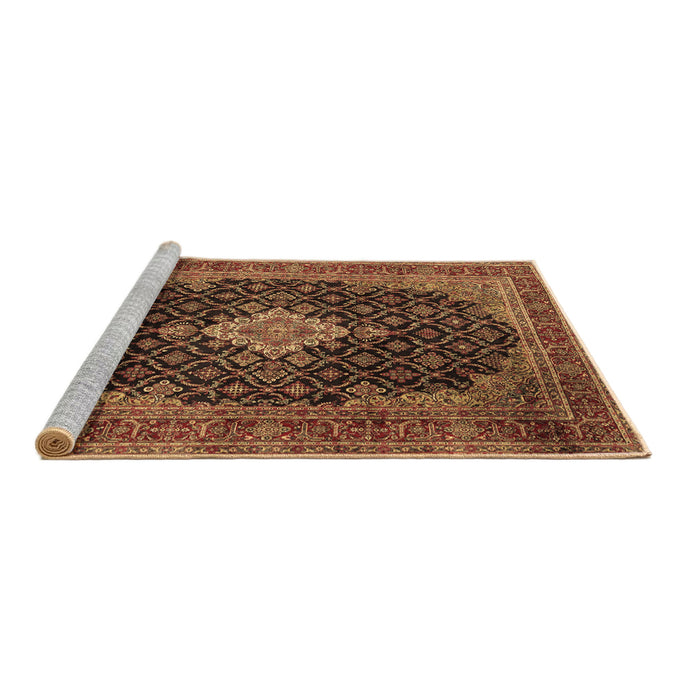 Sideview of Machine Washable Medallion Brown Traditional Rug, wshtr1164brn