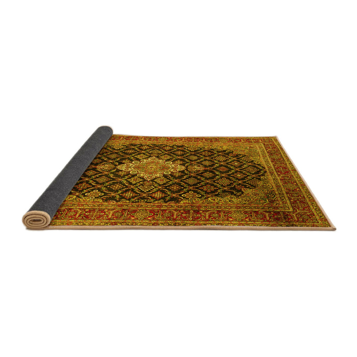 Sideview of Medallion Yellow Traditional Rug, tr1164yw