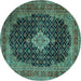 Round Medallion Turquoise Traditional Rug, tr1164turq