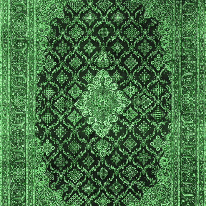 Medallion Emerald Green Traditional Rug, tr1164emgrn