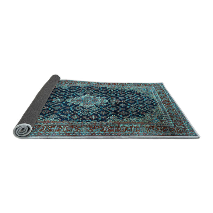 Sideview of Medallion Light Blue Traditional Rug, tr1164lblu
