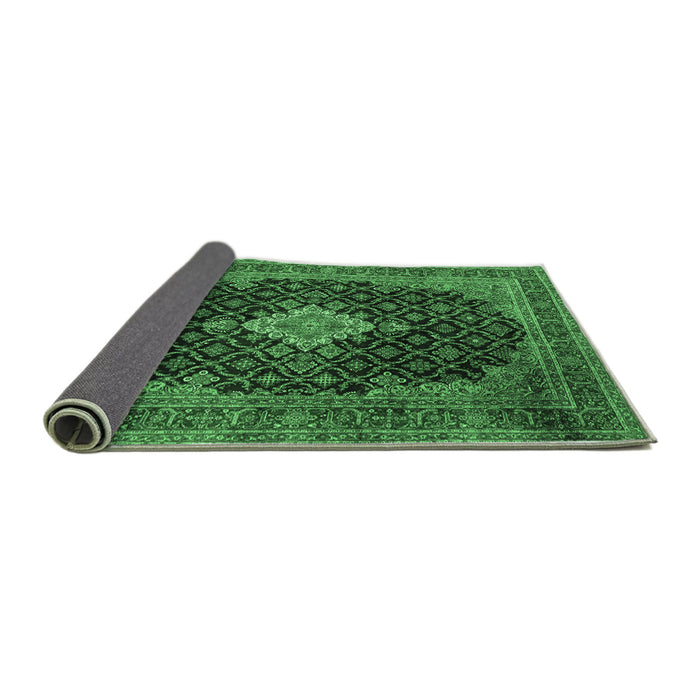 Sideview of Medallion Emerald Green Traditional Rug, tr1164emgrn