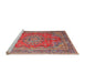 Sideview of Machine Washable Traditional Light Copper Gold Rug, wshtr1165