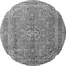 Machine Washable Medallion Gray Traditional Rug, wshtr1165gry