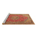 Sideview of Machine Washable Medallion Brown Traditional Rug, wshtr1165brn