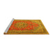 Sideview of Machine Washable Medallion Yellow Traditional Rug, wshtr1165yw