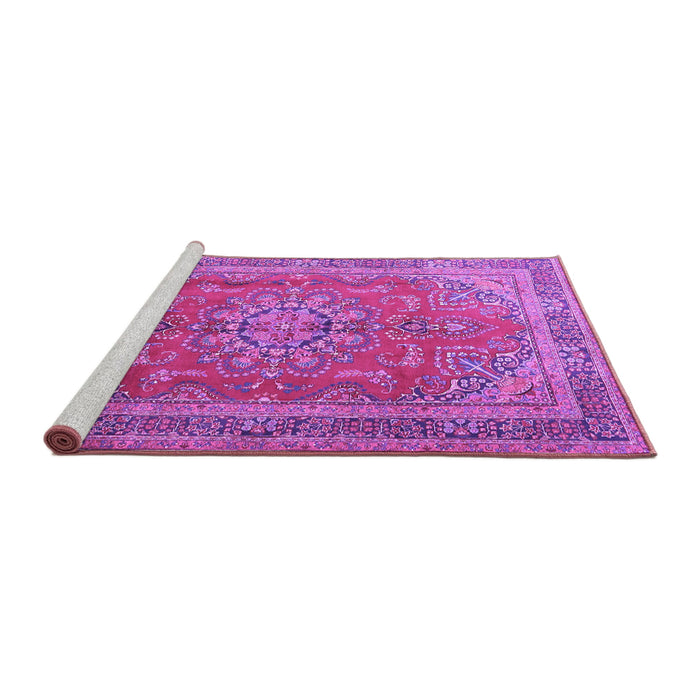 Sideview of Machine Washable Medallion Purple Traditional Area Rugs, wshtr1165pur