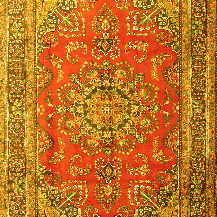 Machine Washable Medallion Yellow Traditional Rug, wshtr1165yw